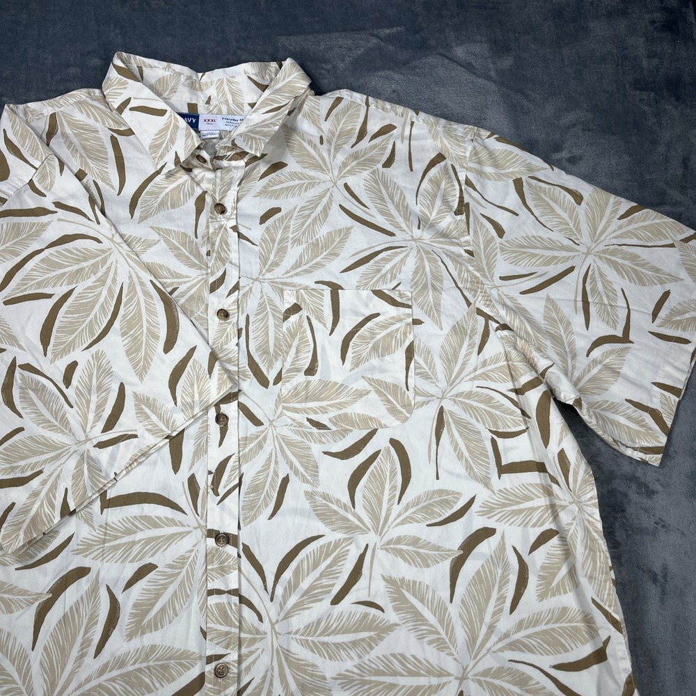 Old Navy Hawaiian Shirt Men 3XLT Brown Floral Print‎ Everyday Built-In Flex NWT